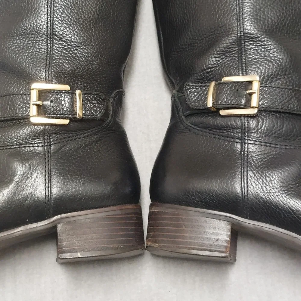 Banana Republic Riding Boots Womens 10M Black Leather Knee High Zip Equestrian